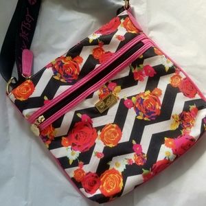 Luv Betsey by Betsey Johnson Flowers and Stripes Crossbody Purse